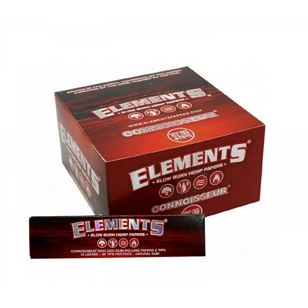 Elements Hemp Rolling Papers Kingsize - Red - Box of 24 Packs - Hydro Herb Africa