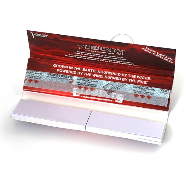 Elements Hemp Rolling Papers Kingsize - Red - Box of 24 Packs - Hydro Herb Africa