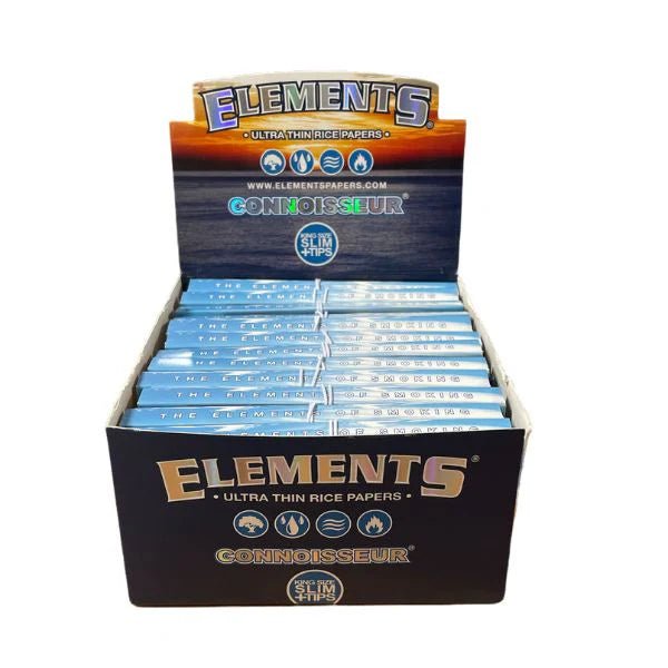 Elements Rice Rolling Papers + Tips Kingsize Slim - Blue - Box of 24 Packs - Hydro Herb Africa