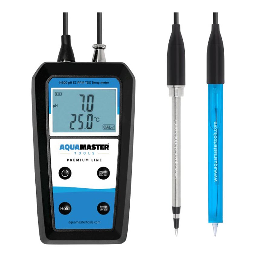AquaMaster Tools H600 Pro Handheld Substrate Meter - pH, EC, PPM, TDS, temp