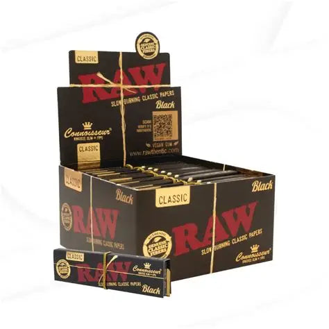 RAW Black Connoisseur 1&1/4 + Tips - Box of 24