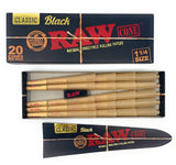RAW Cones Black 1&1/4 - Box of 20