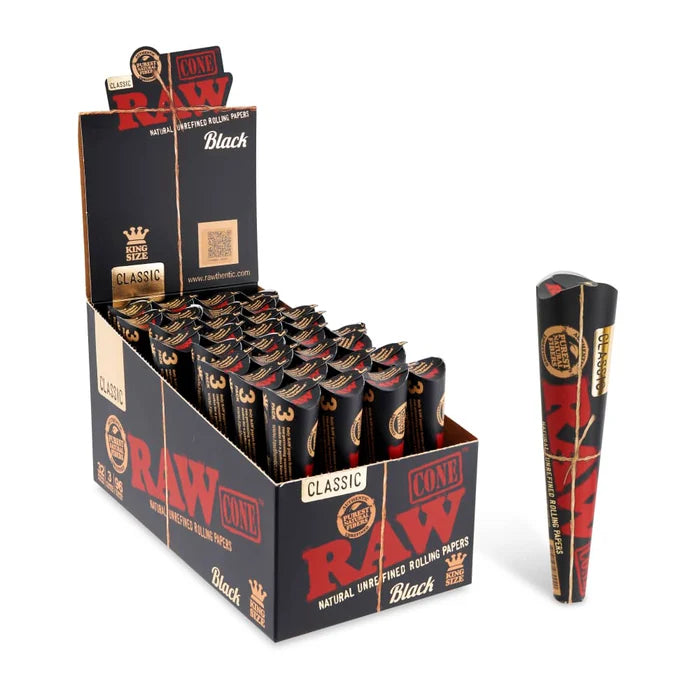 RAW Cones Black Kingsize - 32 Packs of 3