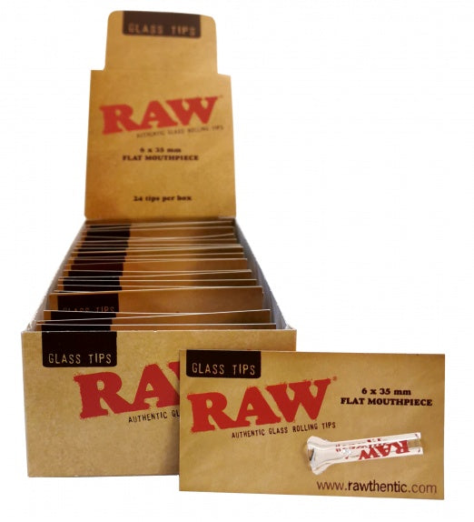 RAW Glass Tips Carded - Flat 6x35mm - Box of 24