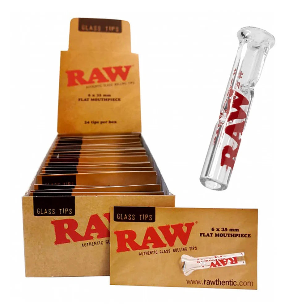 RAW Glass Tips Carded - Round 6x35mm - Box of 24