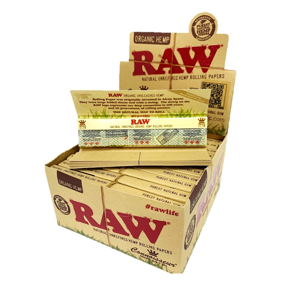 RAW Organic Connoisseur Kingsize + Tips - Box of 24