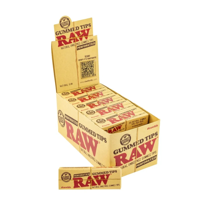 RAW Tips Gummed & Perforated - 24 Packs of 33